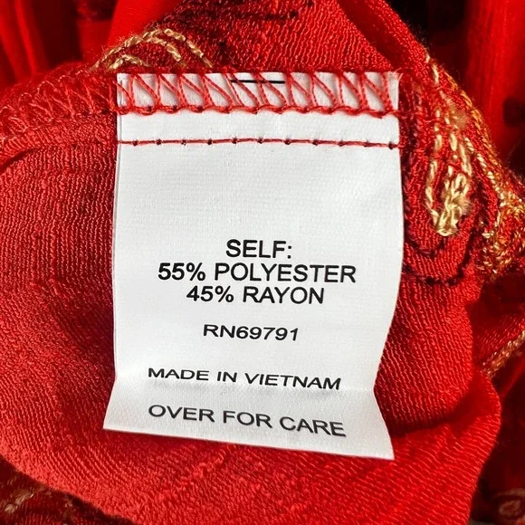 Fig And Flower Womens Shirt 3/4 Tie Sleeve Smocked Embroidered Floral PL - Picture 8 of 8